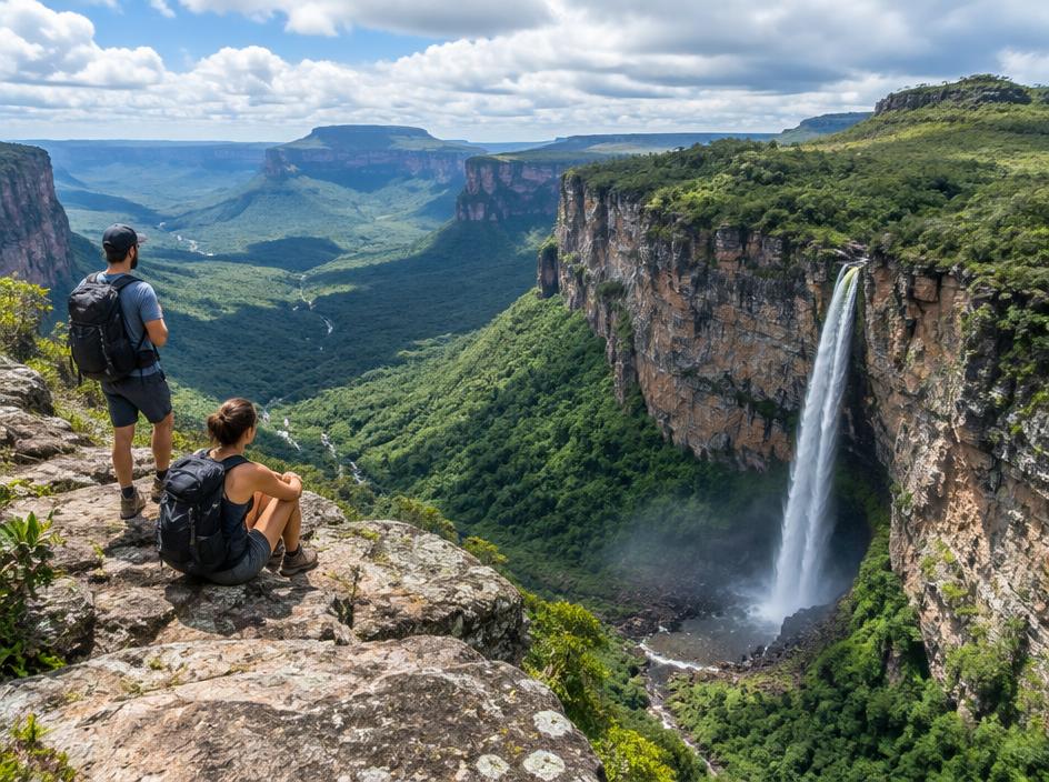 Trilha no mirante da Cachoeira da Fumaça na Chapada Diamantina